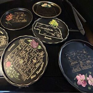 Vintage State Souvenir Metal Tray Set MIDWEST